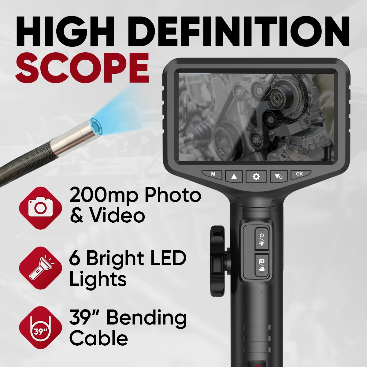 Thinkcar ES401 Automotive Inspection Camera - HD Digital Endoscope with LED Light - Image 4